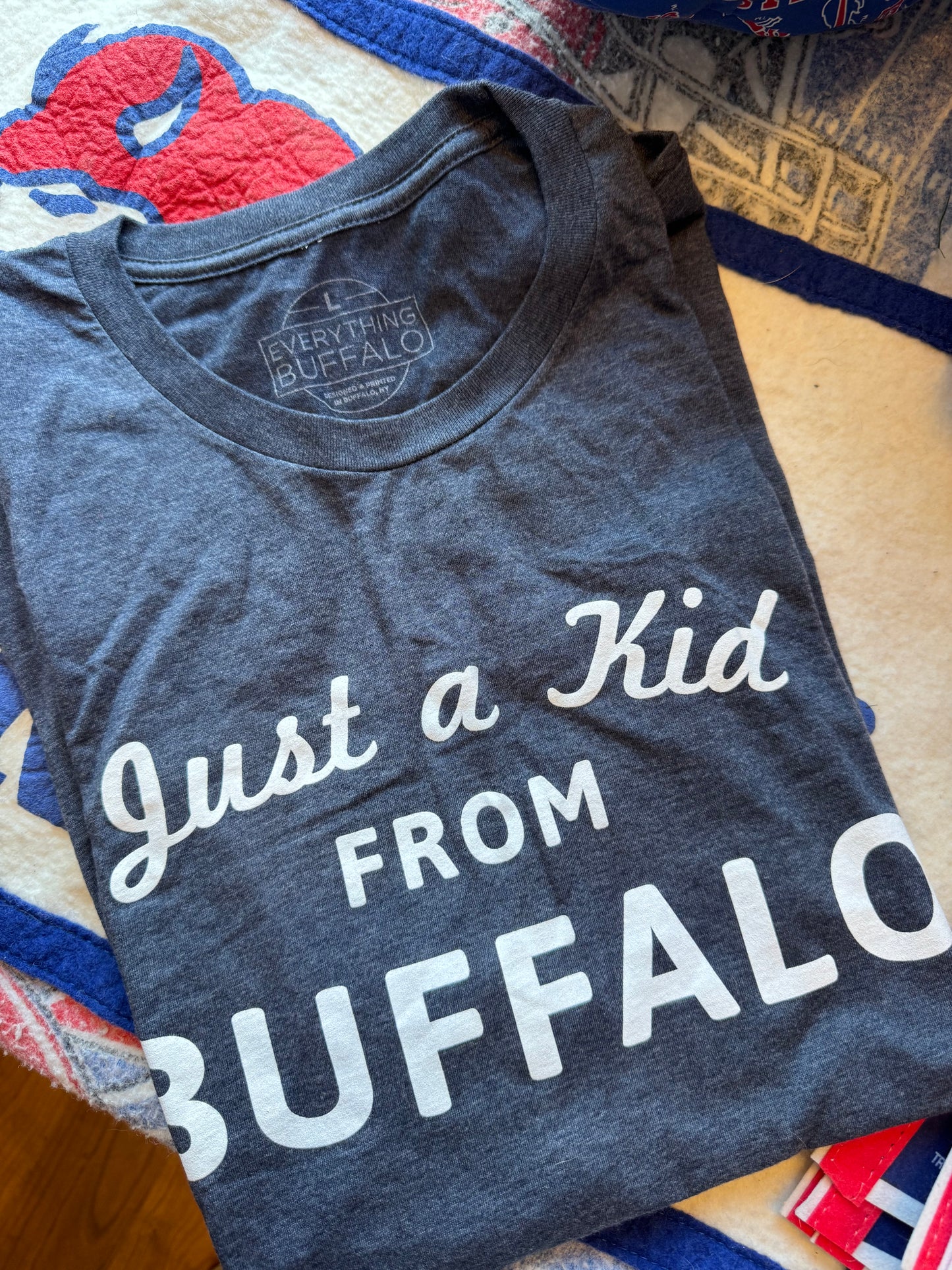 Just a Kid From Buffalo Tee Heather Navy